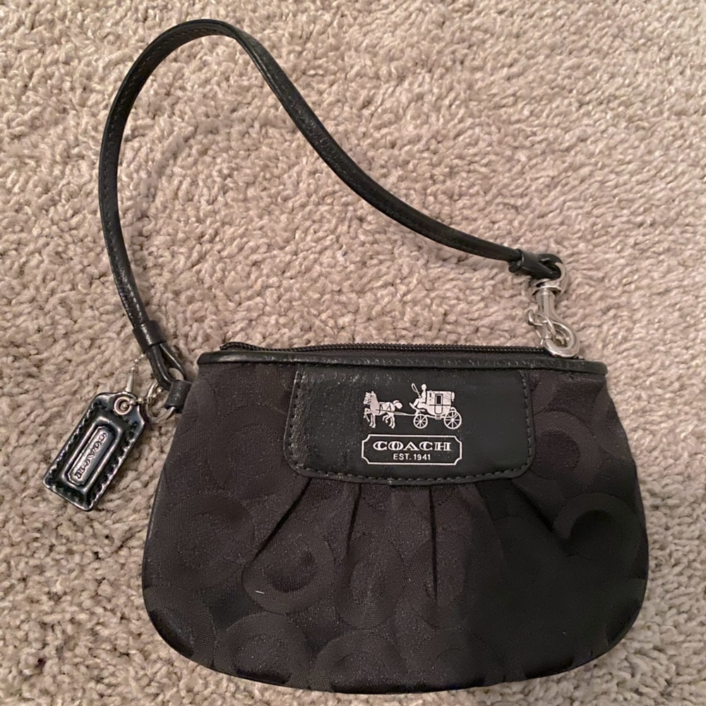 Coach black wristlet purse